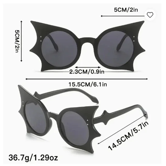 Red Oversized Bat Wing Sunglasses - Halloween Vamp Gothic Glasses With Case - Picture 3 of 4
